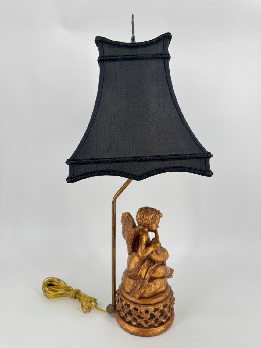 Gold Resin Angel Lamp w/ Chelsea House Shade