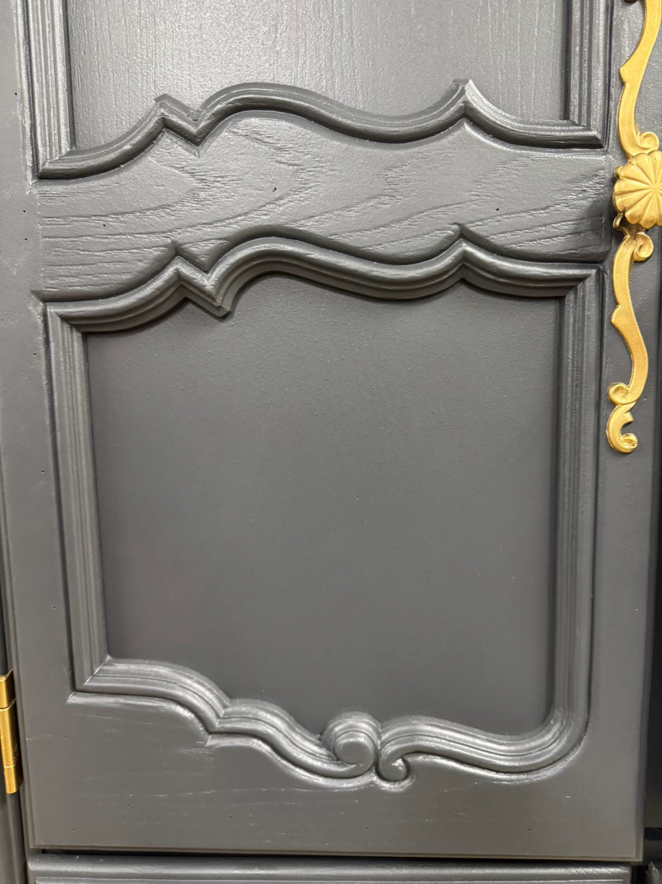 VINTAGE STANLEY FURNITURE Gray Painted Wood Armoire