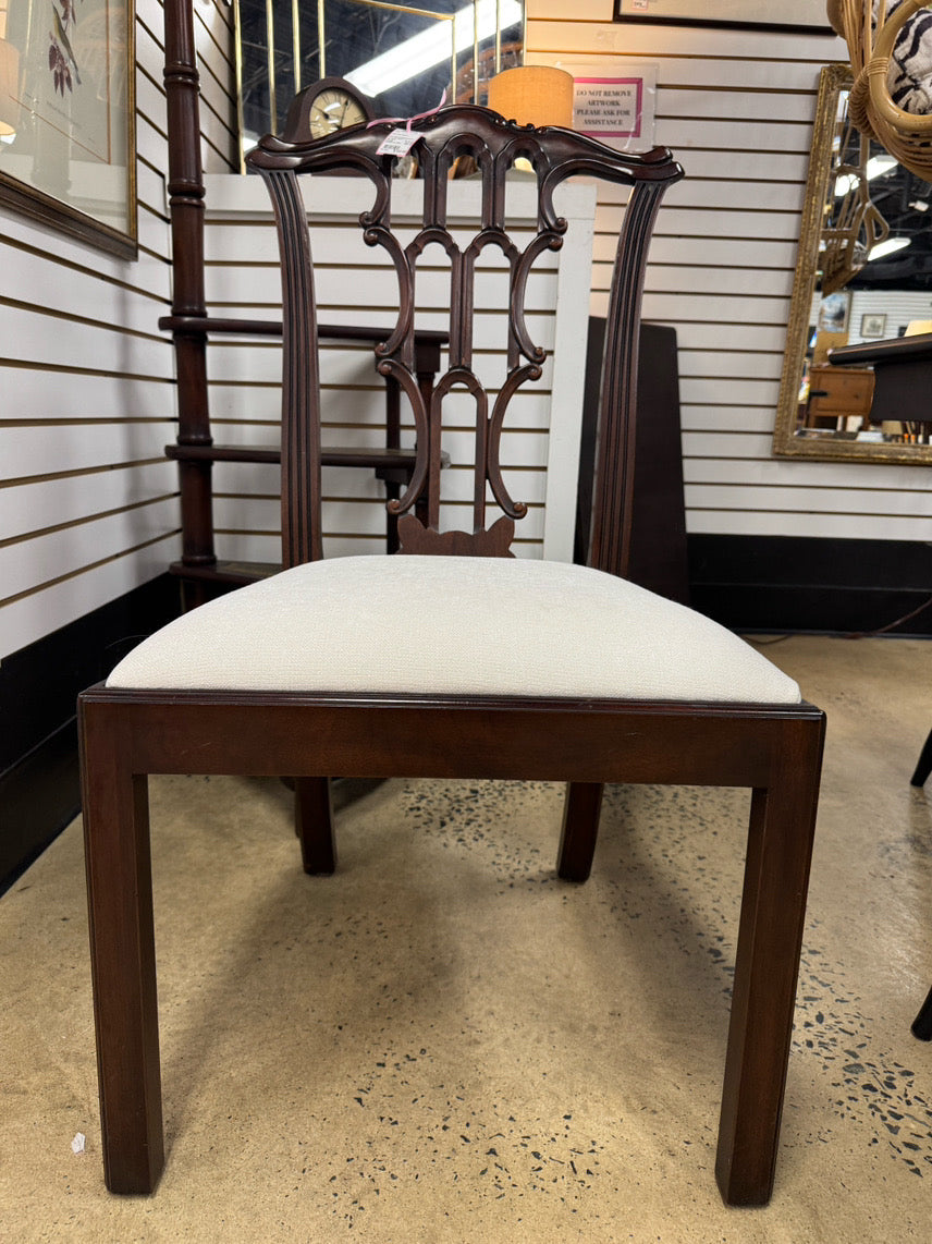 Wood & Cream Upholstered Side Chair
