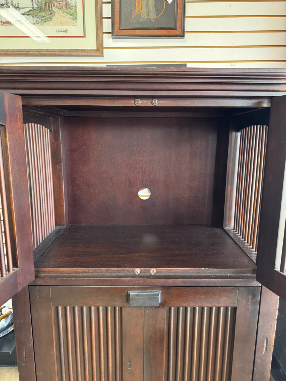 Dark Wood Cabinet w/ Dropdown Desk