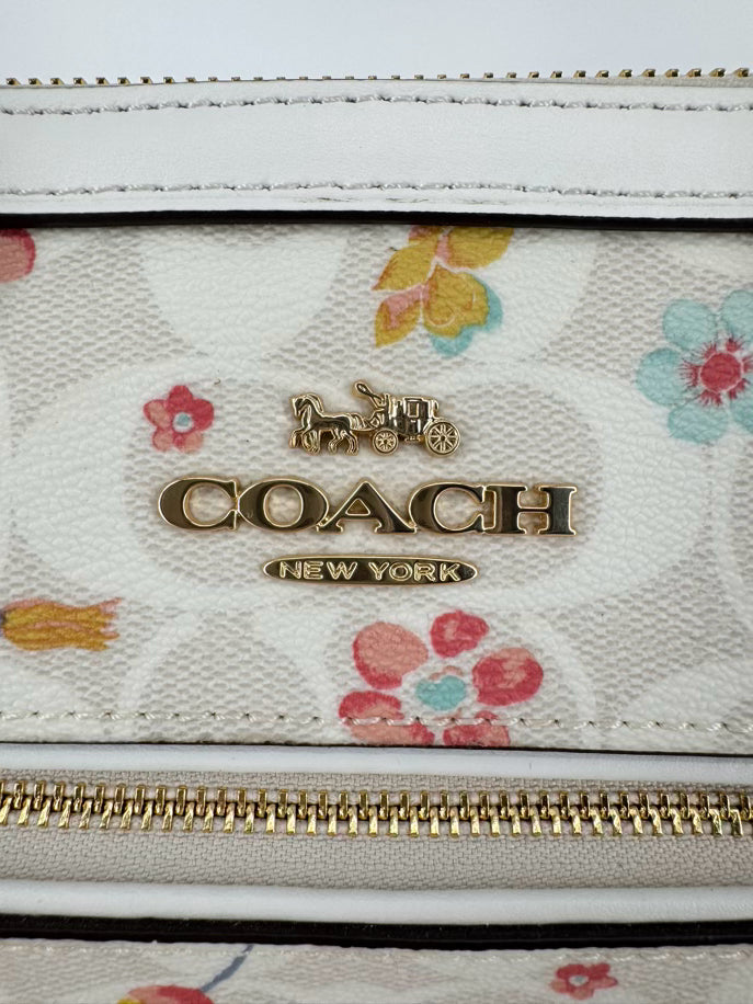 COACH Blue & Yellow Floral Rowan Satchel Purse NWT