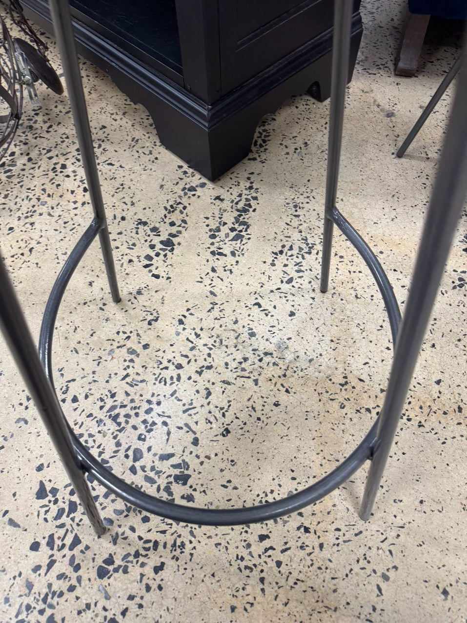 WEST ELM Natural Wood & Gray Steel Counter Stool