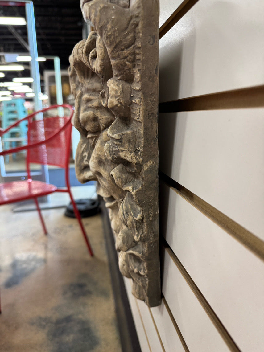 Plaster Grinning Man Wall Hanging Statuary