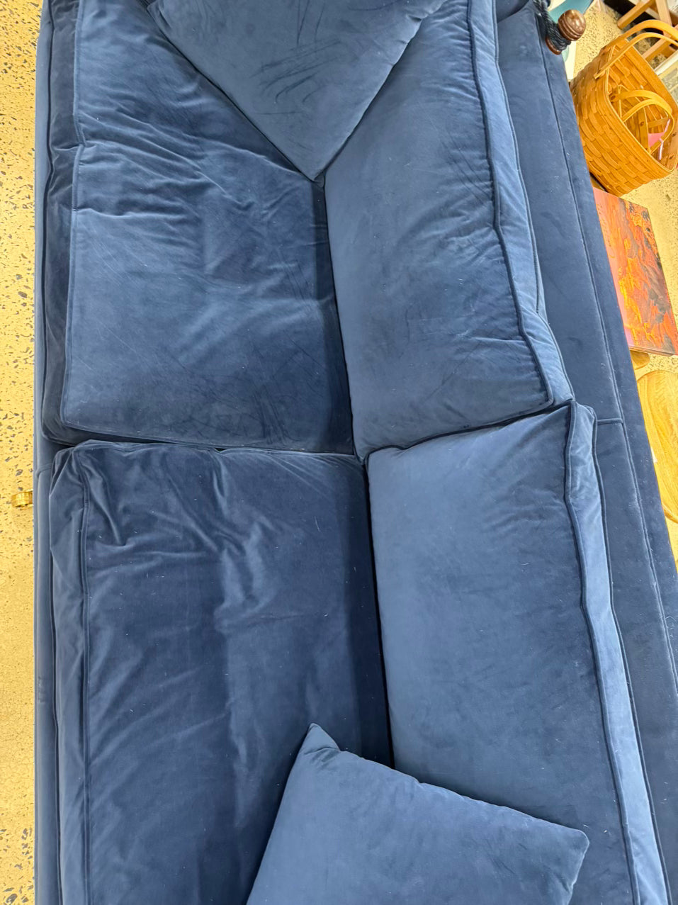 DURESTA Blue Velvet Fold Down Sides Sofa