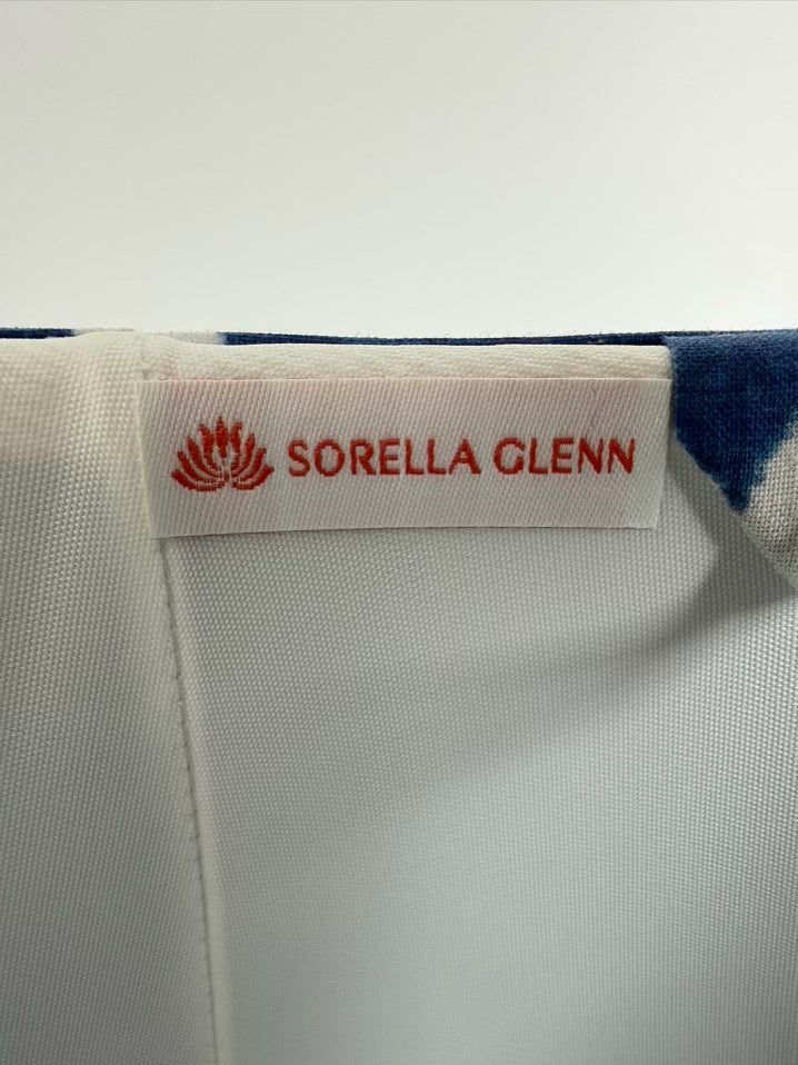 SORELLA GLENN Blue & White Fabric Pleated Lamp Shade
