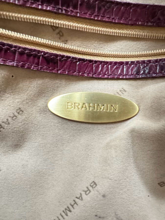 BRAHMIN Merlot Embossed Croc Leather Purse