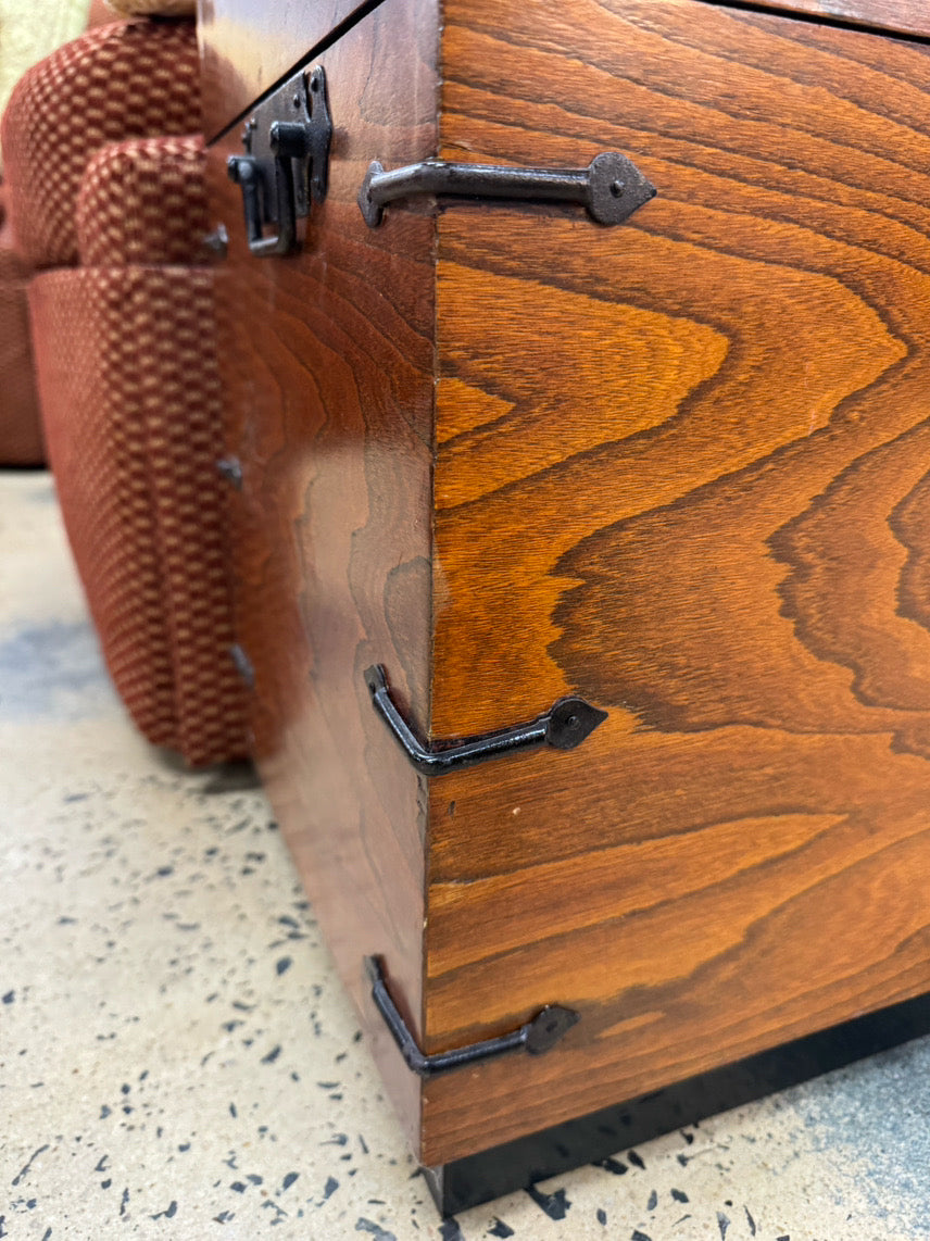 Wood Trunk w/ Black Iron Hinges