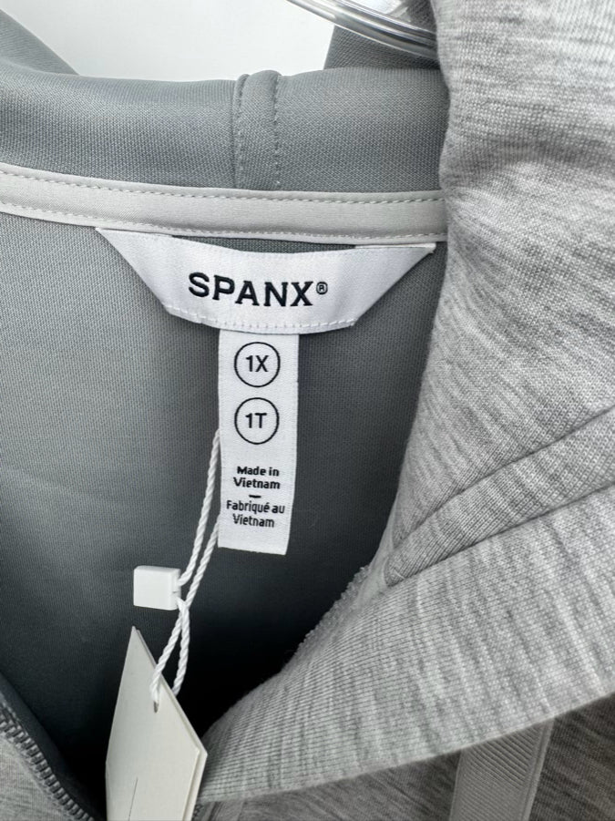 SPANX Size 1x Gray Air Essentials Hoodie NWT