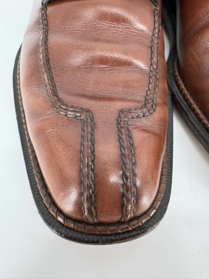 A. TESTONI Size 9 Cognac Leather Dress Shoes