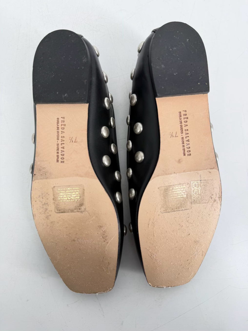 FREDA SALVADOR Jessie Size Wmns 7.5 Black Leather Studded Flats