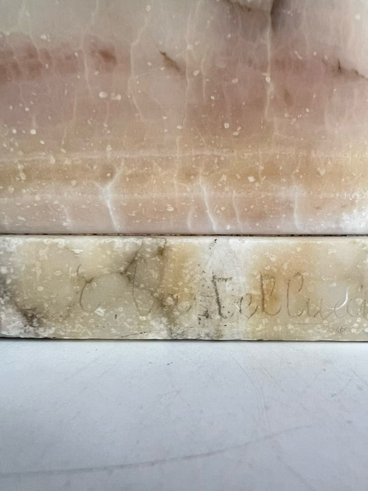 Cream Alabaster Carved Joan of Arc Bust