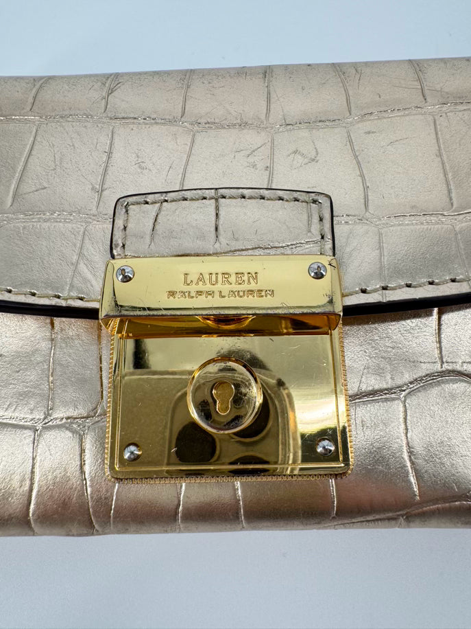 RALPH LAUREN Gold Alligator Wallet