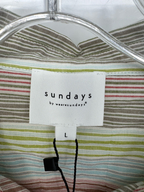 SUNDAYS Size L Print Stripe Emmie Blouse NWT