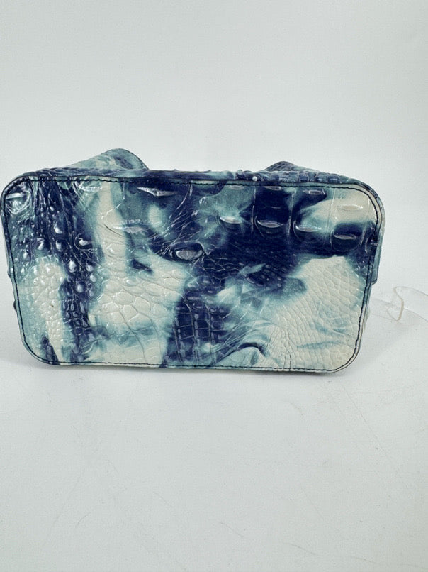 BRAHMIN Aqua Tie-Dye Embossed Leather Bucket Bag