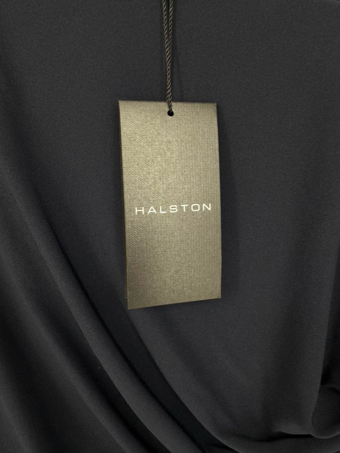 HALSTON Size 8 Midnight Rouching Giorgia Jersey Cocktail Dress NWT
