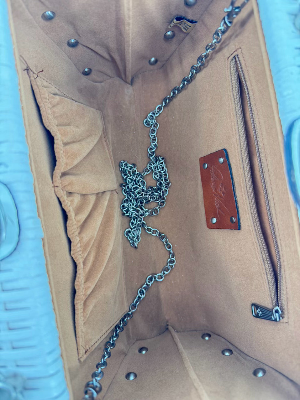 PATRICIA NASH White & Cream Wicker Embroidered Purse