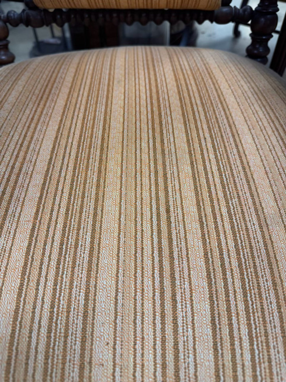 Wood & Salmon Upholstered English Bobbin Chair