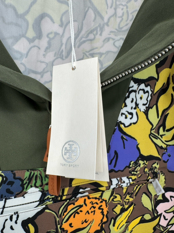 TORY BURCH Size S Multi-Color Floral Half-Zip Rain Jacket NWT