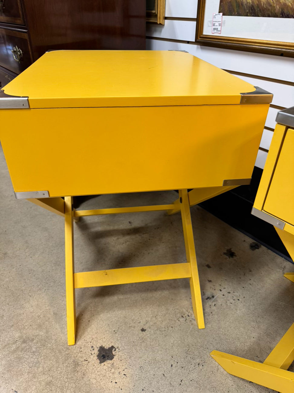 Yellow Wood End Table