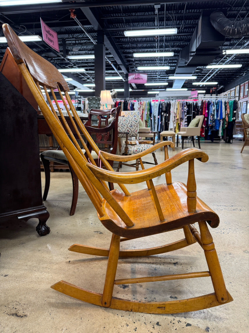 ANTIQUE Blonde Wood Rocking Chair