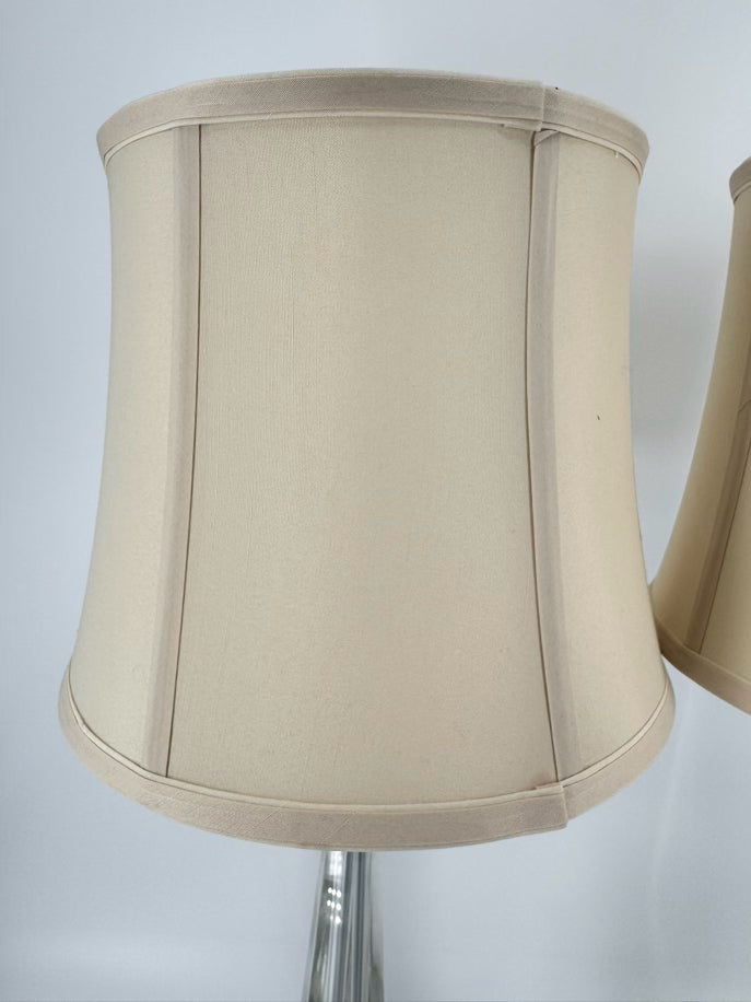 Crystal, Polished Metal, & Alabaster Pair of Lamps