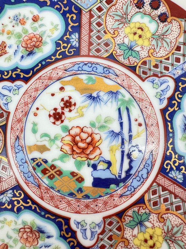 IMARI WARE Navy & Rust Set 8 Small Plates