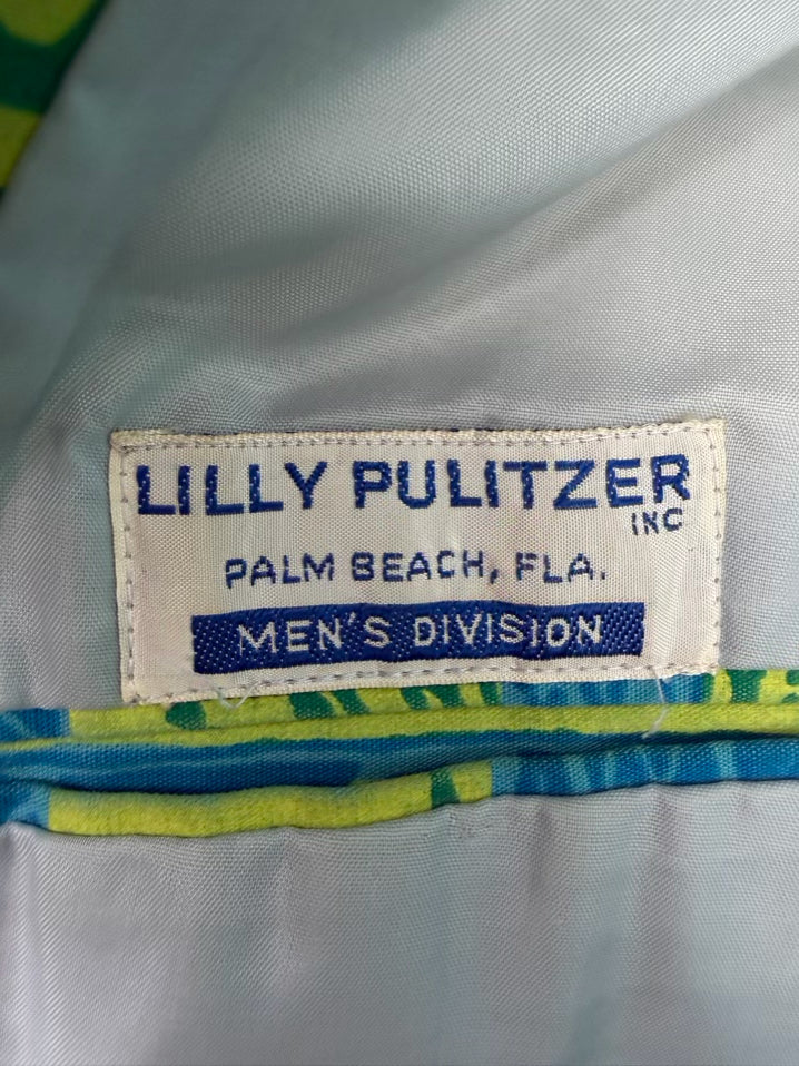 VINTAGE LILLY PULITZER Size 39 Blue & Green Print Sport Coat