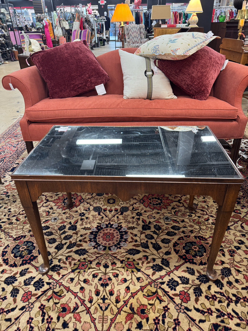 VINTAGE Wood Mirrored-Top Tea Table