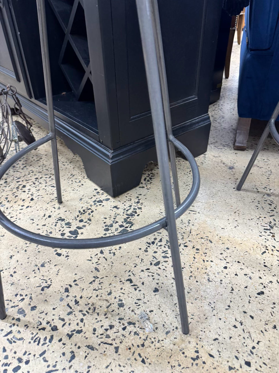 WEST ELM Natural Wood & Gray Steel Counter Stool