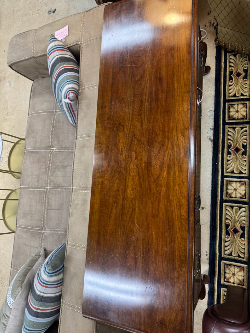 Wood 6-Drawer Queen Ann Side Board