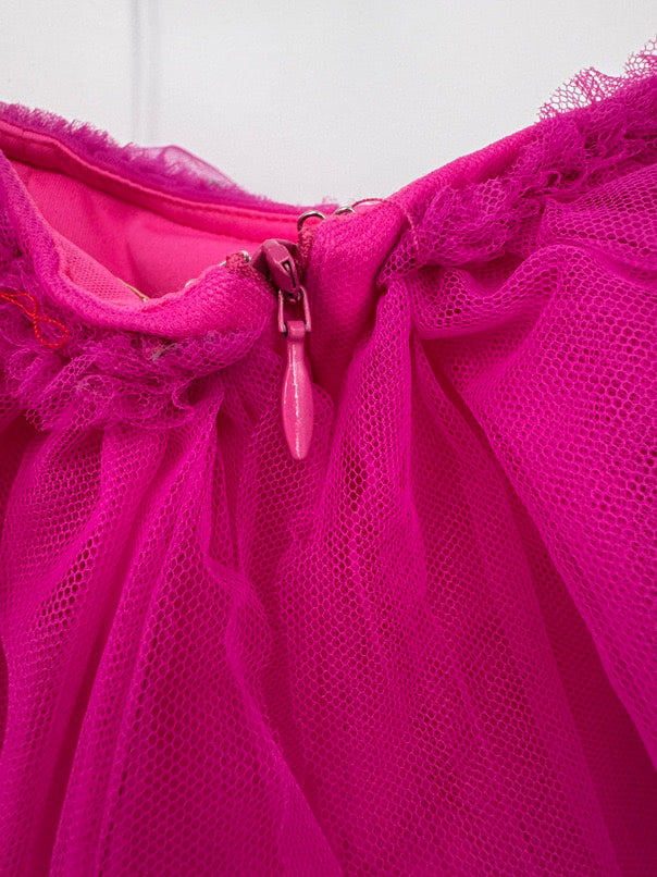 KARLIE Size L Fuchsia & Orange Tulle Off-The-Shoulder Cocktail Dress NWT