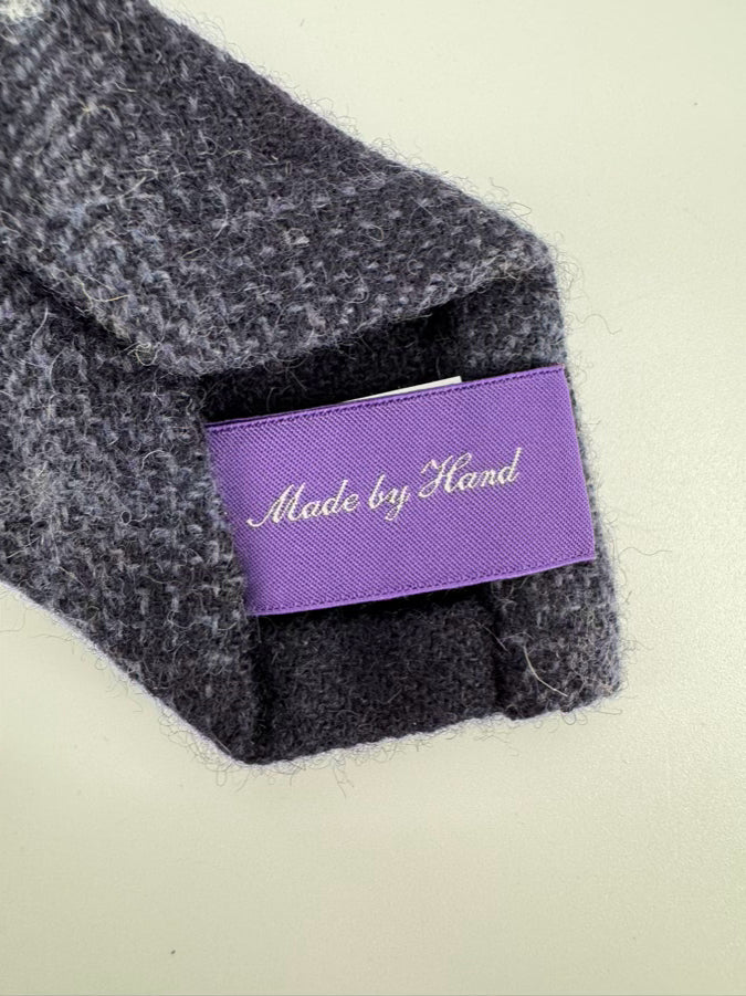 RALPH LAUREN PURPLE LABEL Navy Plaid Camel Hair Tie NWT
