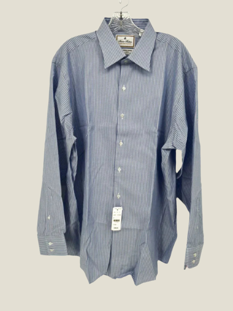 BROOKS BROTHERS Size 35 Blue Stripe Dress Shirt NWT