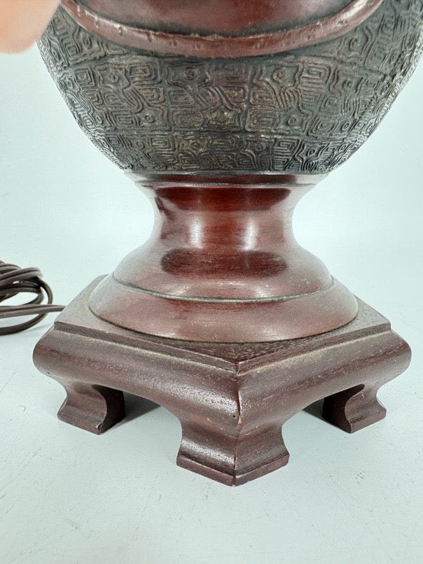 Brown & Red Ceramic Bird Design Lamp