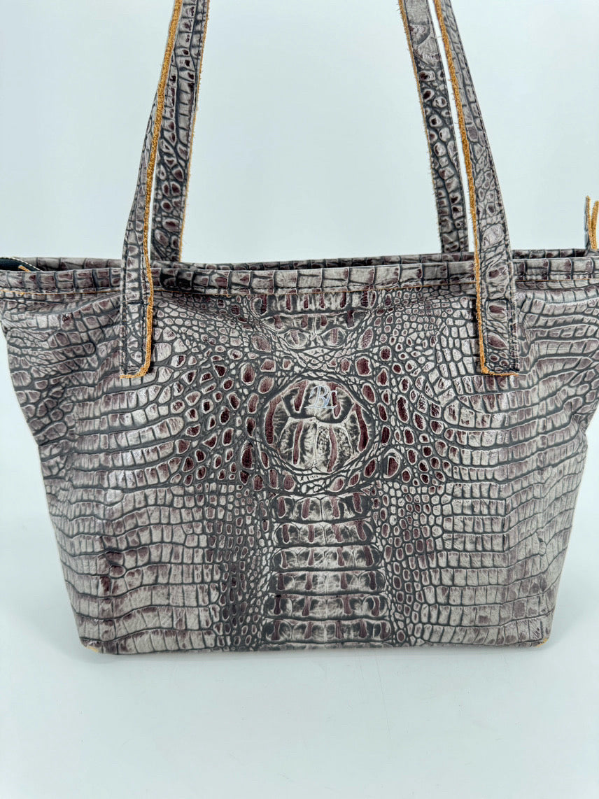 BLYTHE LEONARD Gray Embossed Leather Purse
