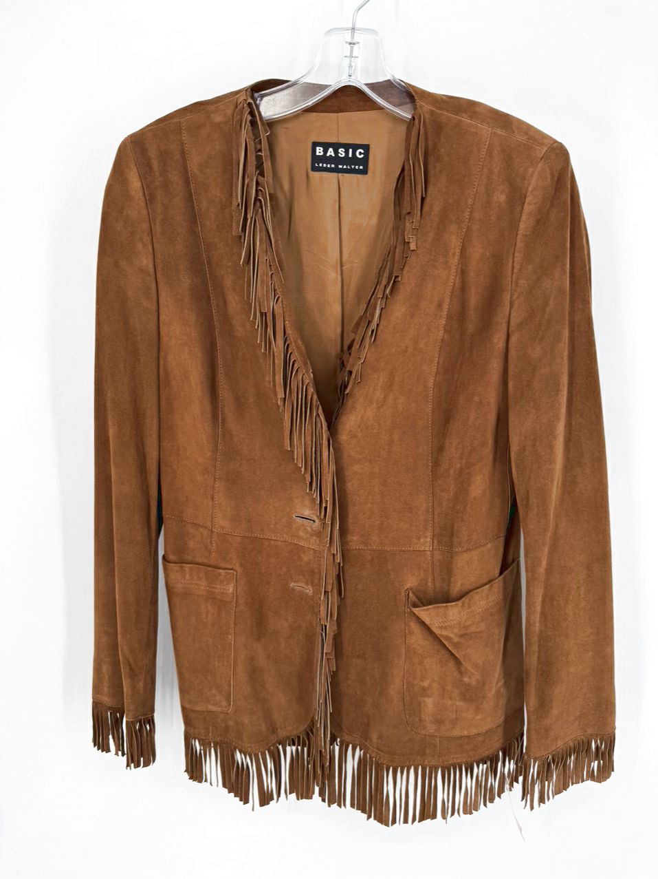 BASIC LEDER WALTER Size 40 Brown Suede Fringe Jacket