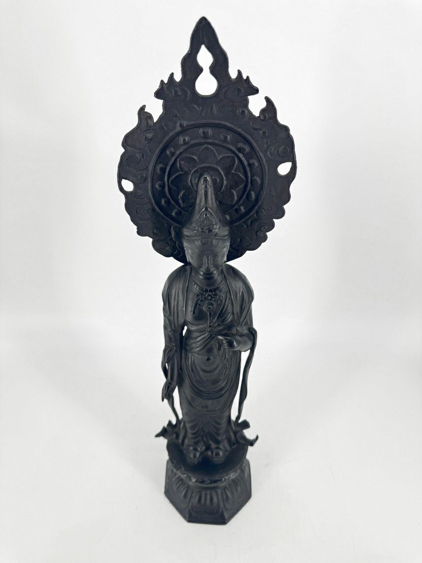 Black Cast Iron Buddhist Figure Statue