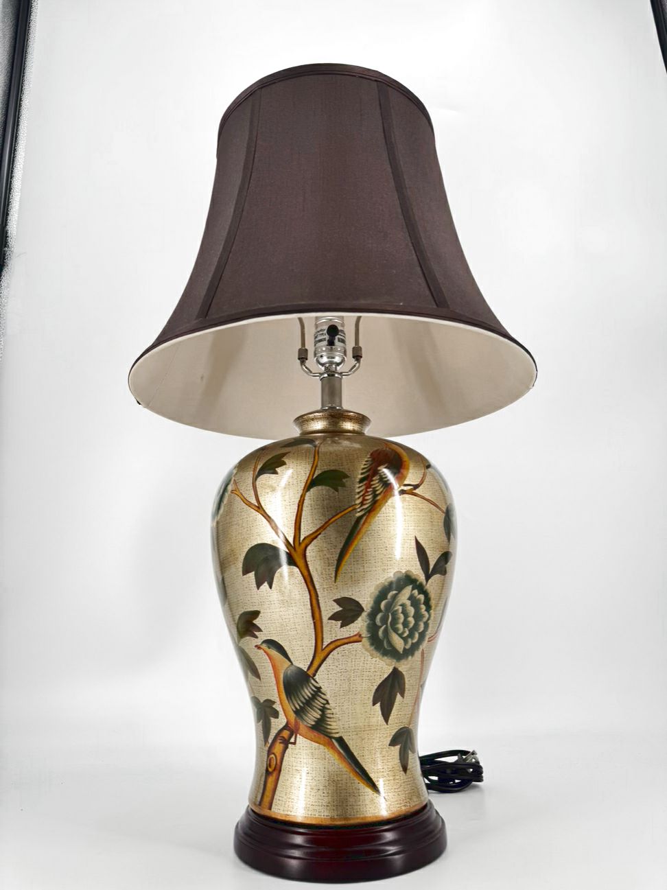 Gold & Green Ceramic Birds Lamp