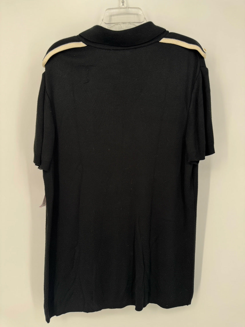 ST JOHN SPORT Size L Black Short Sleeve Cardigan