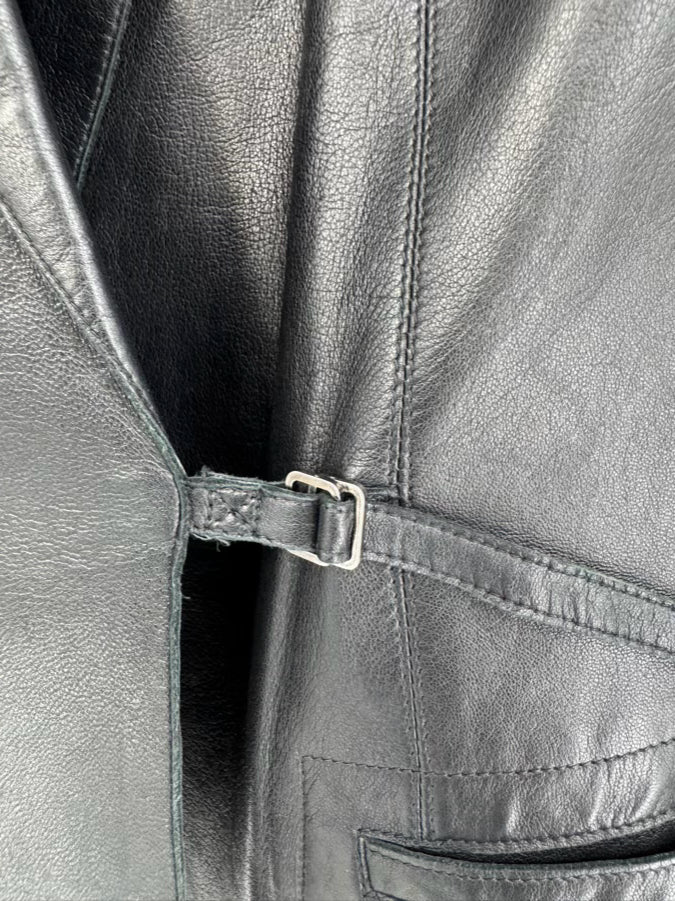 ARMANI COLLEZIONI Size 44 Black Leather Jacket
