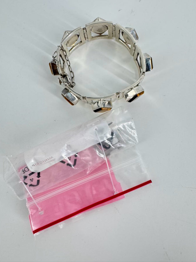 TAXCO MEXICAN STERLING SILVER Tigers Eye Mid-Century Bracelet