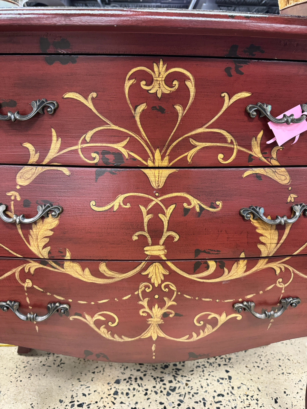 Red & Gold Bombay 3 Drawer Chest