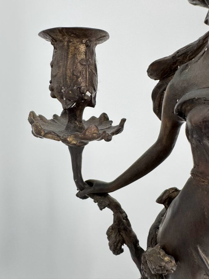 Bronze Decorative Ladies Pair of Candelabras