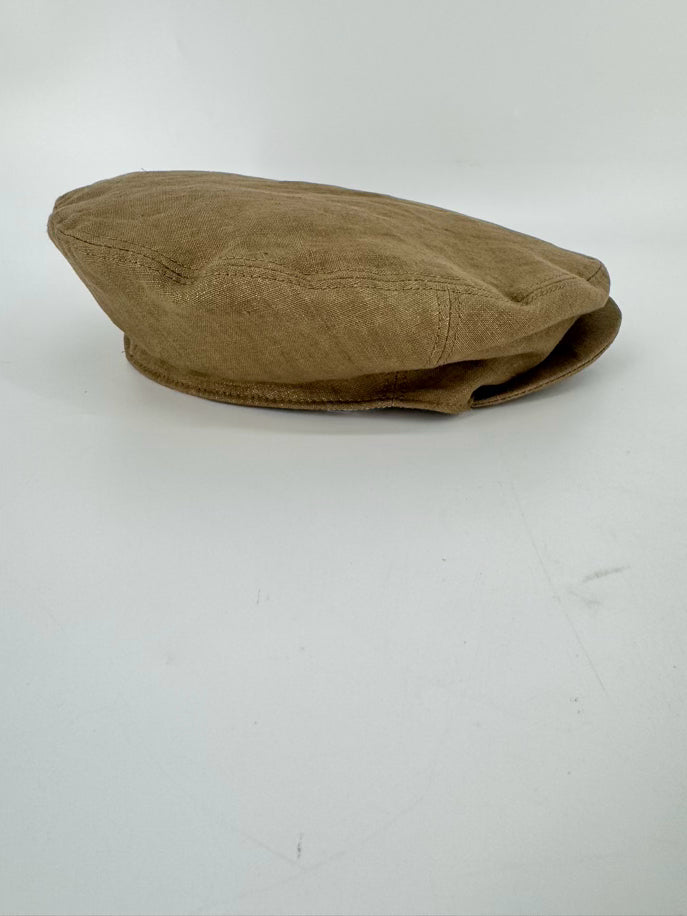RALPH LAUREN PURPLE LABEL Gold & Brown Textile Newsboy Hat NWT