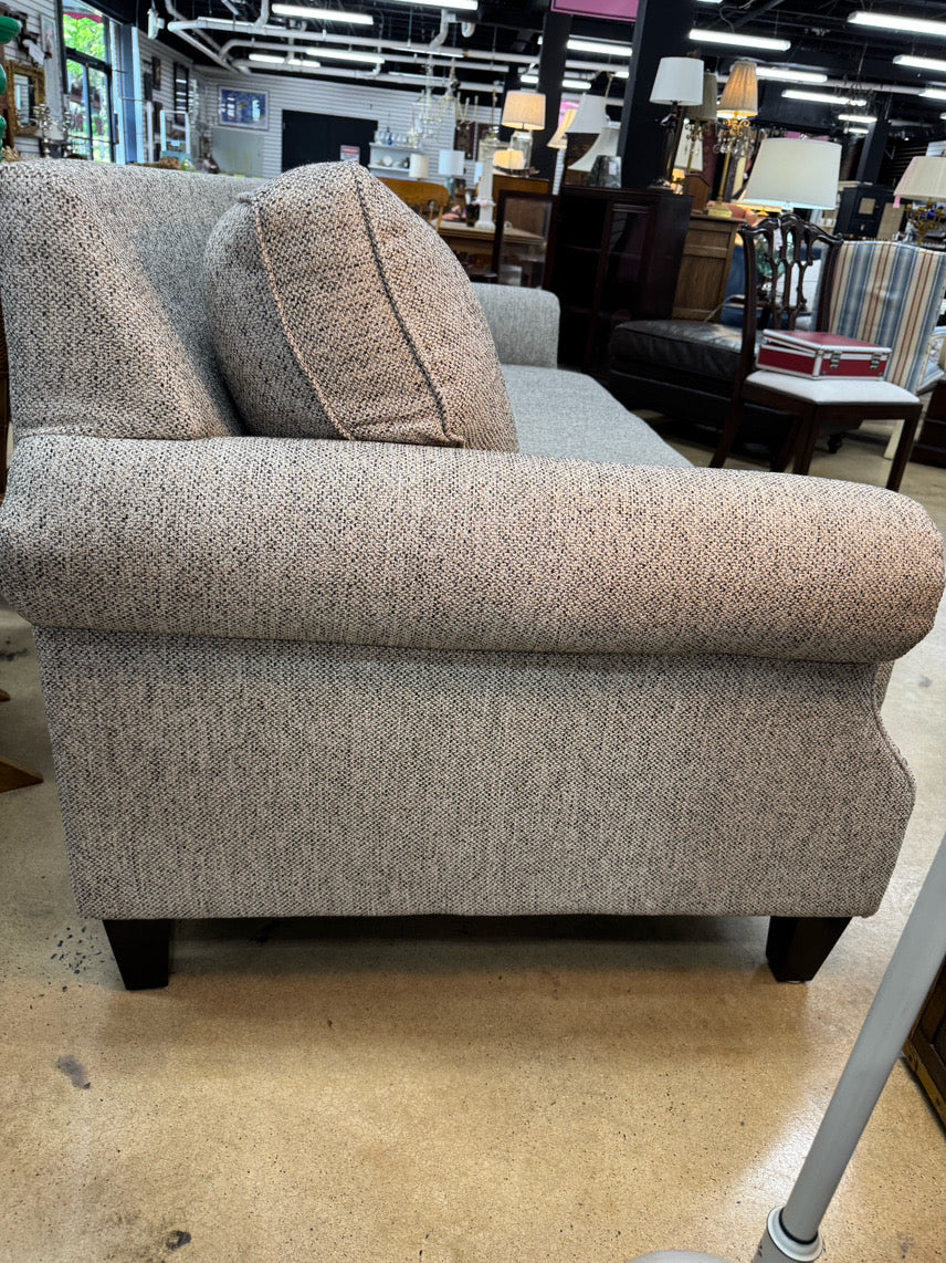 Gray & White Tweed Nail Heads Sofa