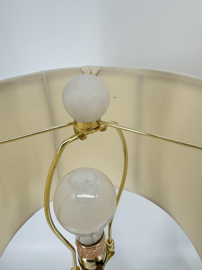 Crystal, Polished Metal, & Alabaster Pair of Lamps