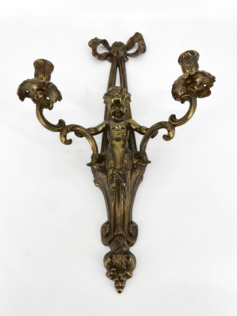 Brass Cupid & Bow Candle Sconce