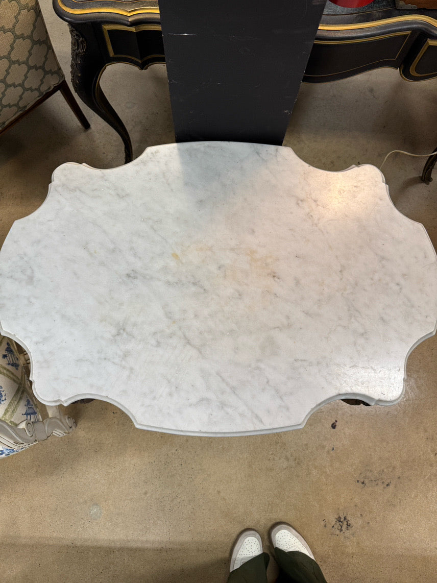 VINTAGE Wood & Marble Victorian Occasional Table