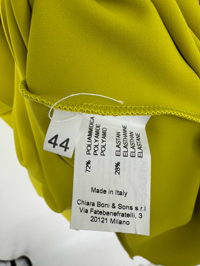 CHIARA BONI Size 44 Chartreuse Belted Sleeveless Dress
