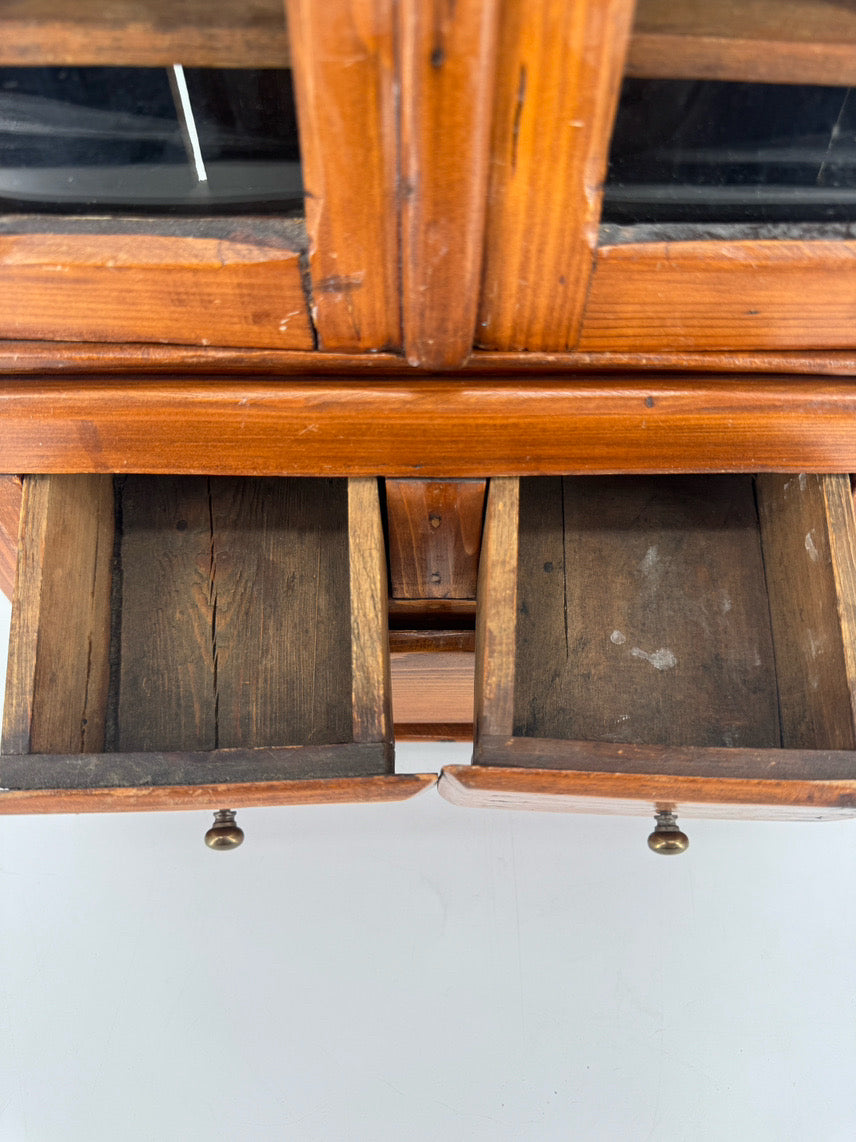 Pine Miniature Glass-Front Cabinet